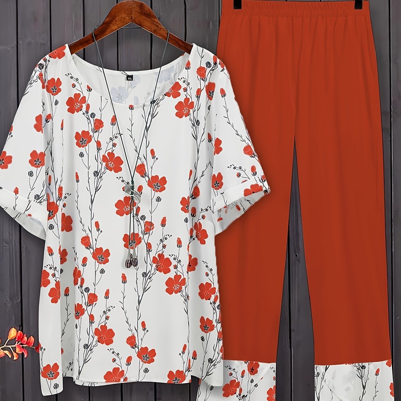 Set Lässigen Outfits In Übergröße Damen set Floralem Kurzarm - Temu Germany