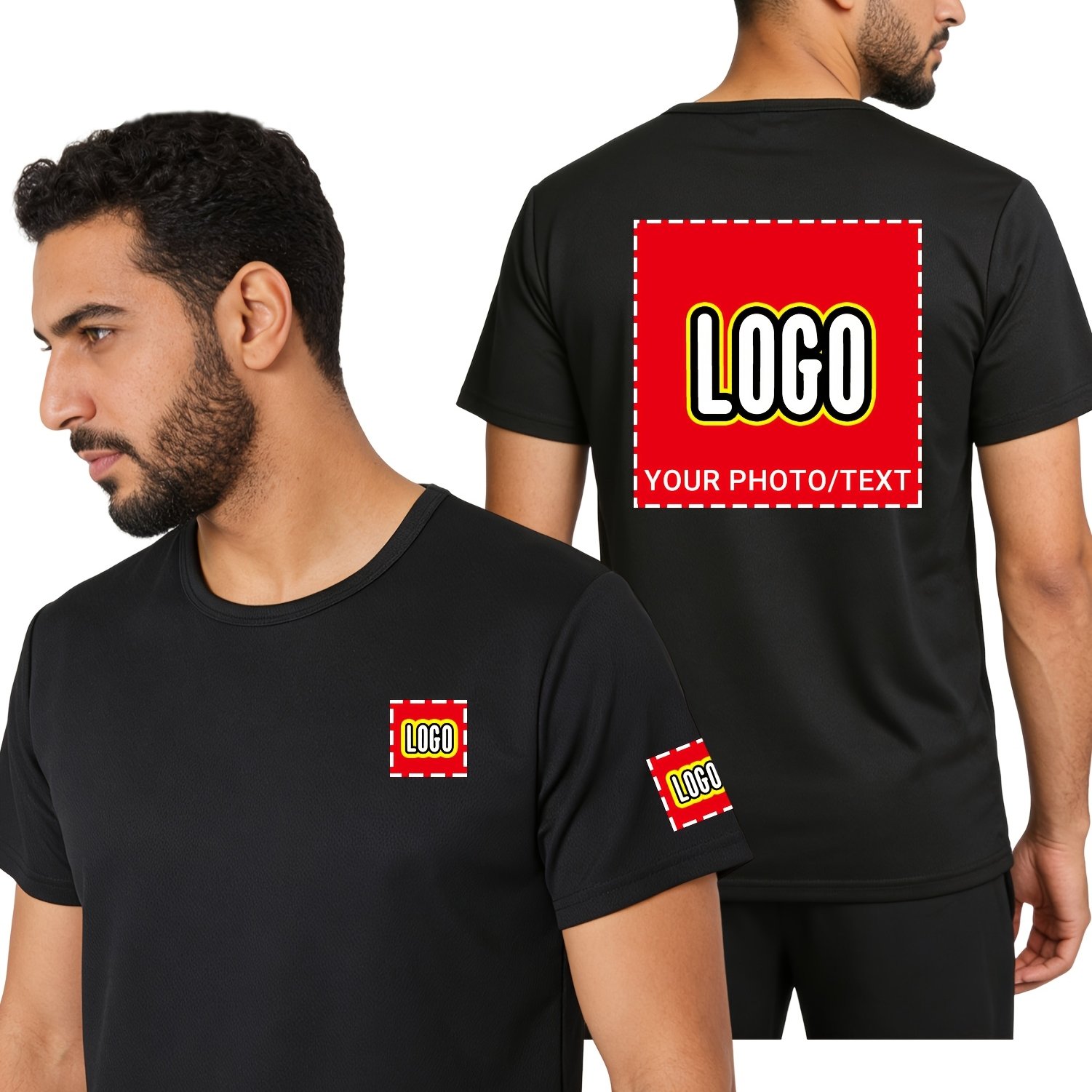 TEMU T-shirt de 'extérieur personnalisé à séchage rapide, respirant à manches courtes pour la randonnée et le cyclisme en été, impression disponible,