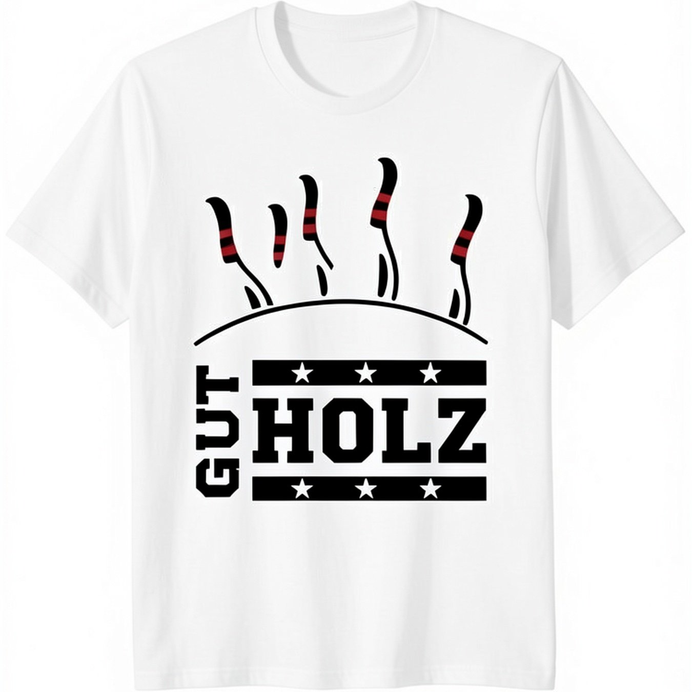 Men's And Women's Kegel Bowling Slogan T-shirt Black With White Bowling Pin And Design, German And Print, Casual Short Sleeve Round Neck Tee For Bowling Enthusiasts