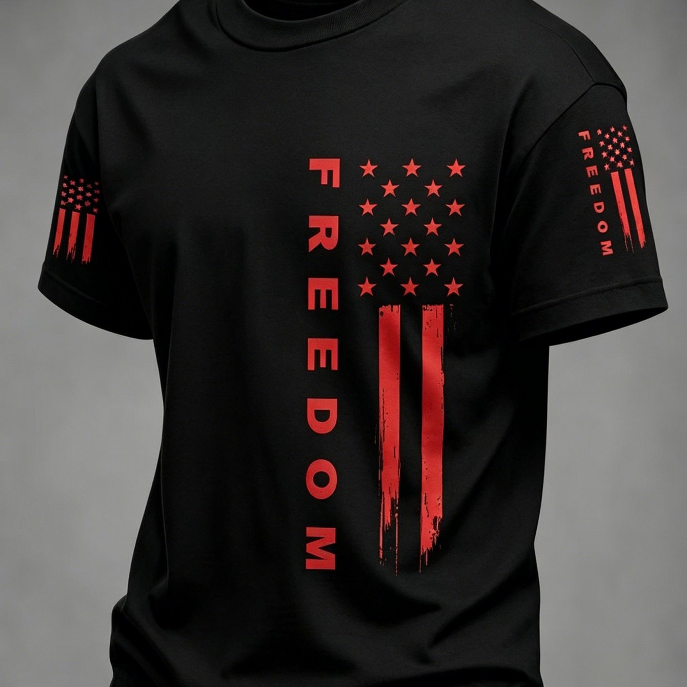 TEMU Usa 250th Anniversary Flag Print Round-neck T-shirt, Summer Casual Vacation Men's Short Sleeve Top, , Soft And Slightly Elastic Fabric,