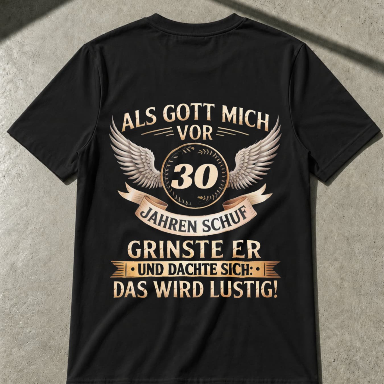 30th Birthday German Humor Men's Back Print T-shirt Unisex Tee