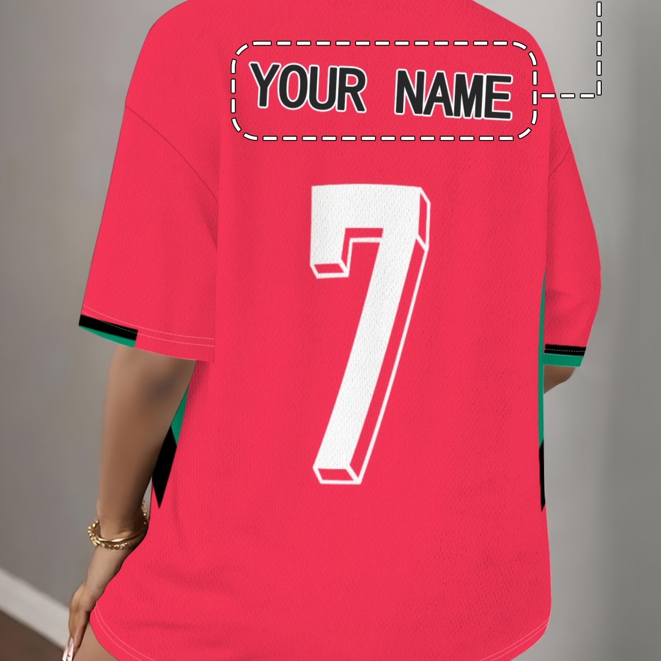 TEMU Women's Custom Football Jersey With Personalized Name/number - Breathable Mesh Soccer Suitable For Game Day & Casual Wear, Uniforms, Machine