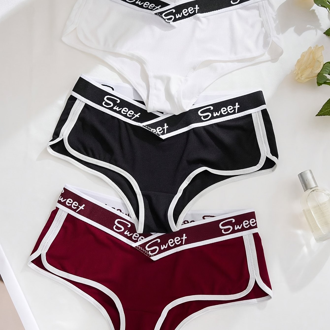E-shop 3 Stück Europäische Amerikanische Damen High-Elasticity Low-Waist Atmungsaktive -Trim Slips