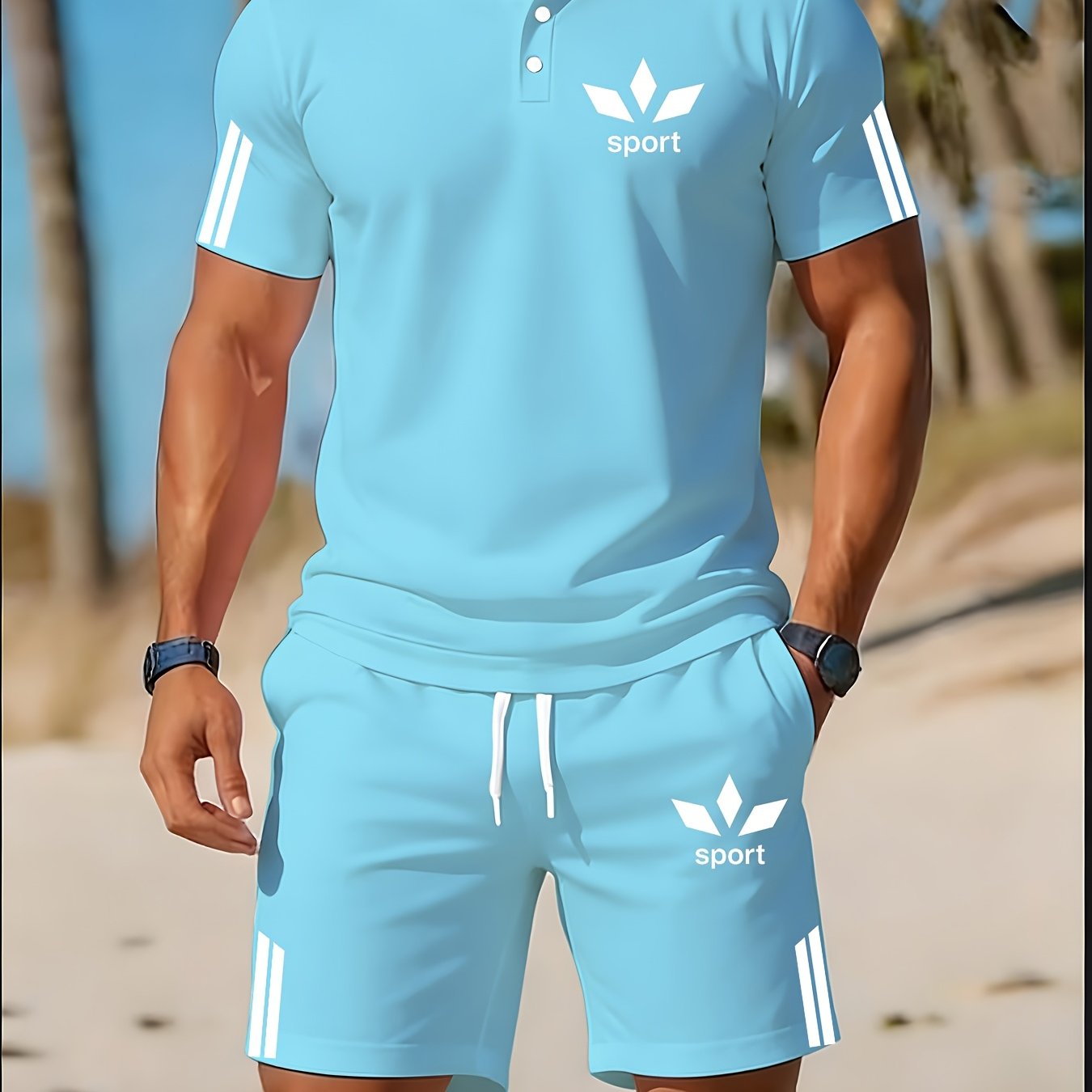 TEMU Men's Lightweight Quick-drying Golf Suit Outdoor Leisure Men's Suit Quick-drying Sweat-wicking Iron-free Daily Wear Two-piece Set