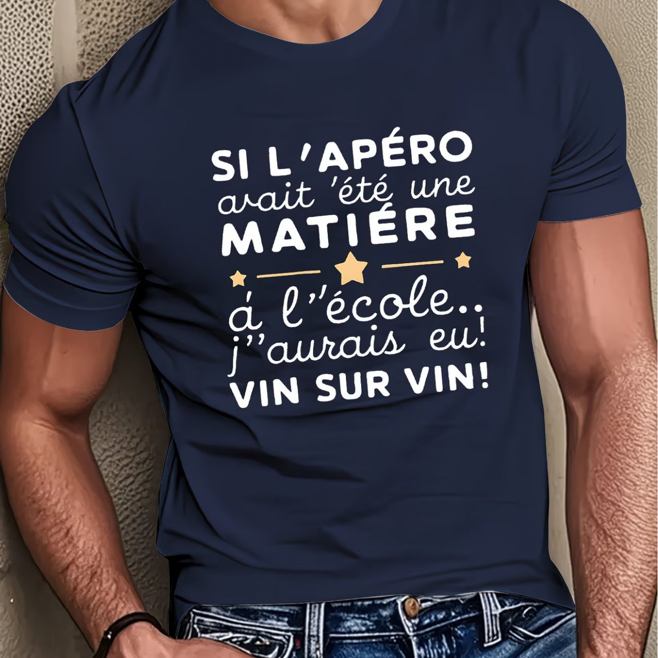TEMU Nouveauté Été 2026 Style Streetwear Tendance Décontracté T-shirt à Col Ras du Cou avec Imprimé Petite Étoile et Lettres, Confortable, et