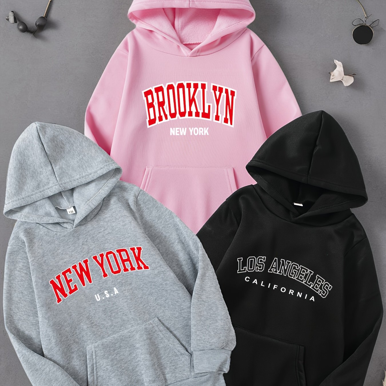 Girls' 3pcs Fall Hooded Sweatshirt, Fashion Letter Print, Comfortable Perfect For Daily Wear