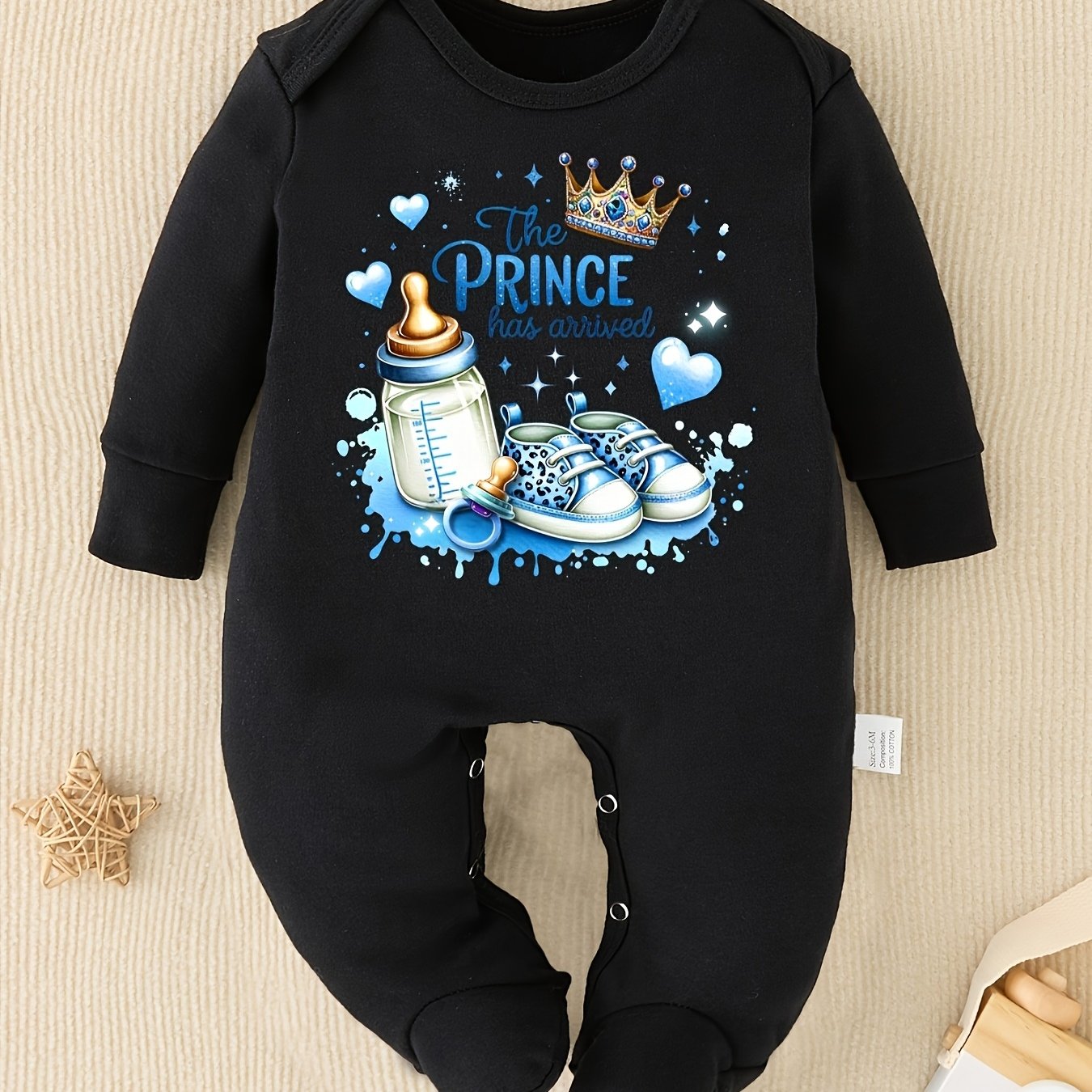 Image of Has " Cartoon Print Newborn Footed Onesie, Baby Footed Romper, Pregnancy Gift, Perfect For Outdoor