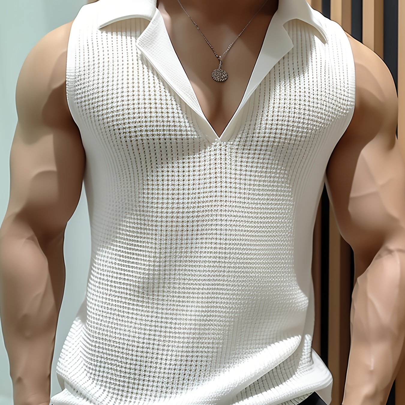 TEMU 남성용 여름 라펠 캐주얼 편안한 민소매 조끼, 심플하고 통기성 좋은 활용도 높은 상의, 남성용 여름 의상, 남성용 데일리 캐주얼웨어, 남성용 발렌타인데이 선물