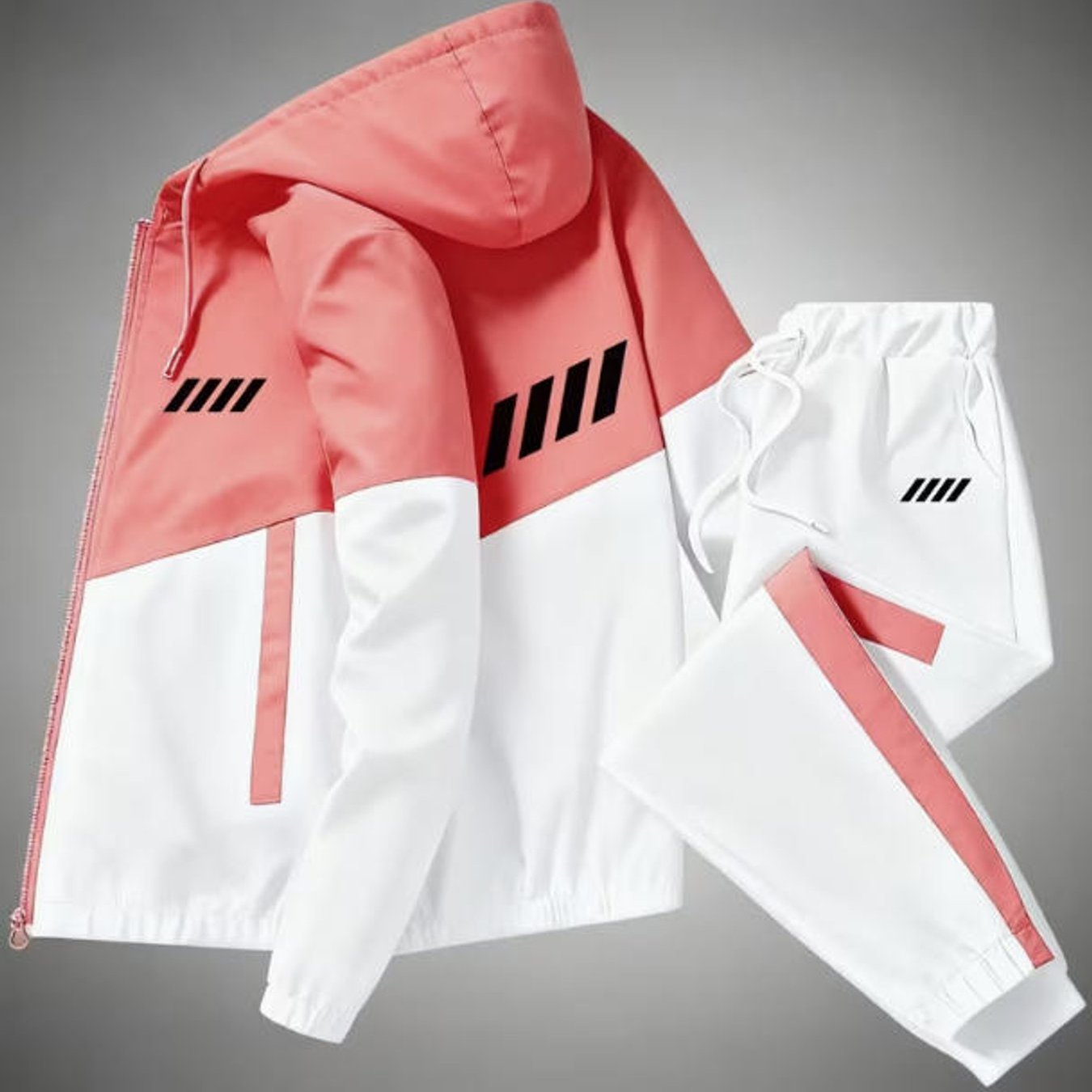 Image of Men's Plus Size Fashion Style Sports Graphic Hooded Jacket Pants Two-piece Set For Adult Men Holiday Gift Daily Wear Sportswear