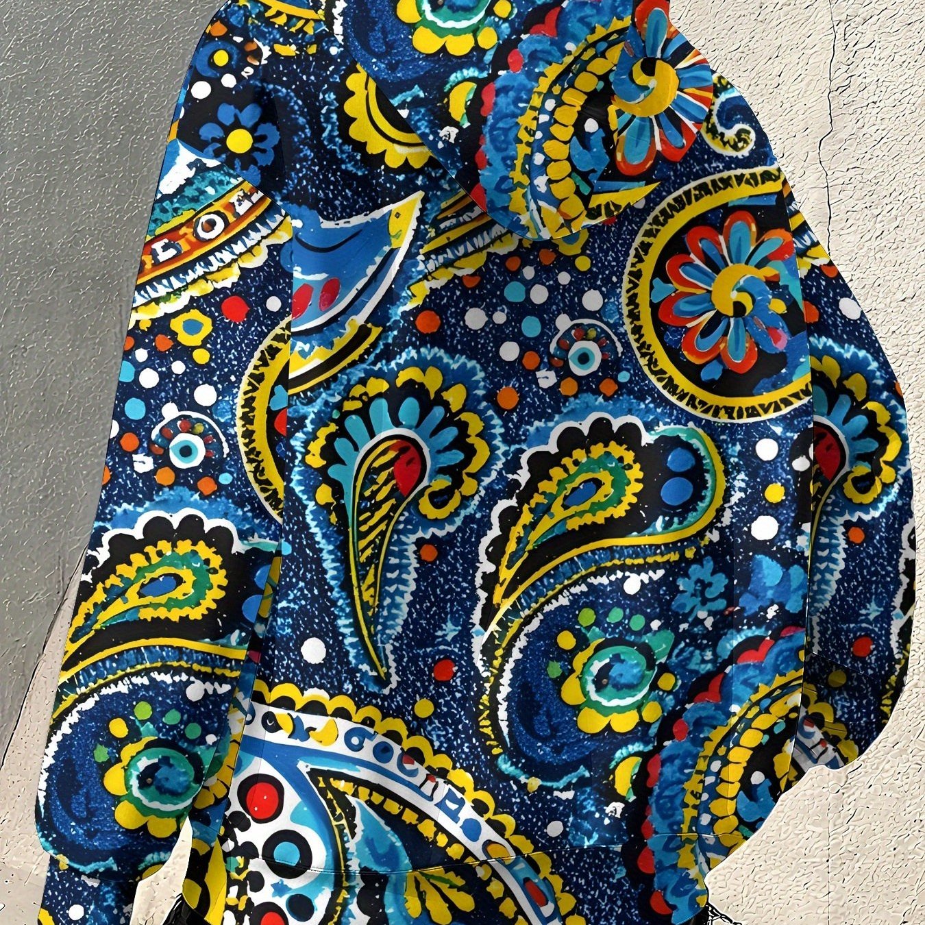 TEMU Plus Size, Women's Hooded Jacket - Loose Zip-up Coat With Front Pockets, Long Sleeve Print In Blue/red//white, Machine Washable For Casual And