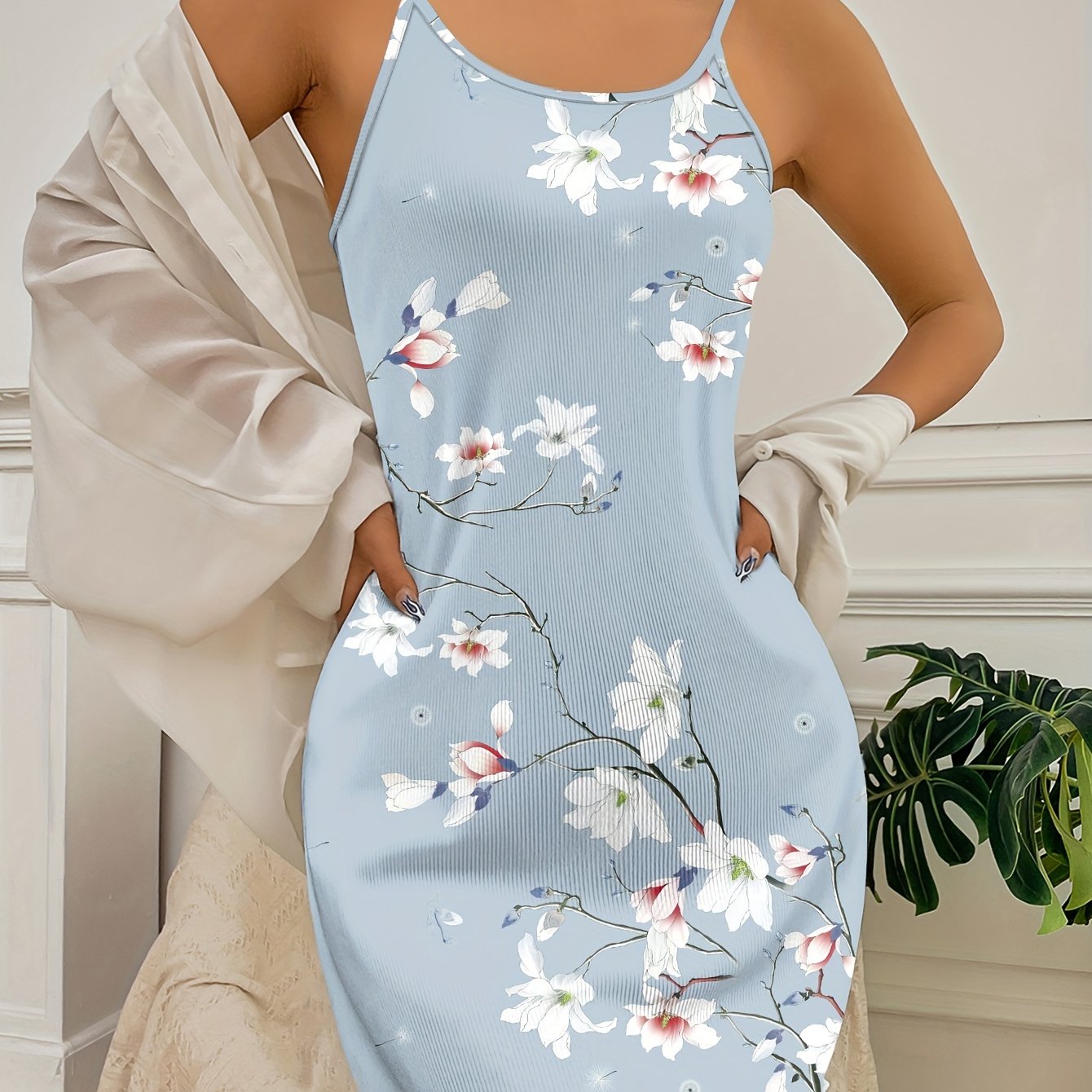Threaded Floral Women's Dress
