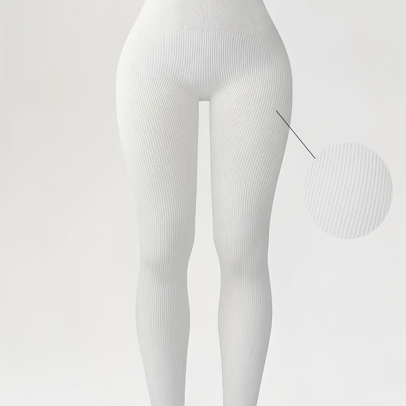 Image of Qgu Set Solid Color Threaded Pants, Highelastic Leggings, Women's