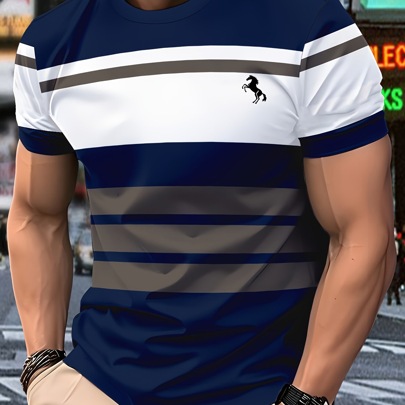 TEMU Men's Casual T-shirt - Lightweight Polyester Outdoor Commuting And Vacation Wear. Machine Washable. Suitable For . Comfortable For Wear. |