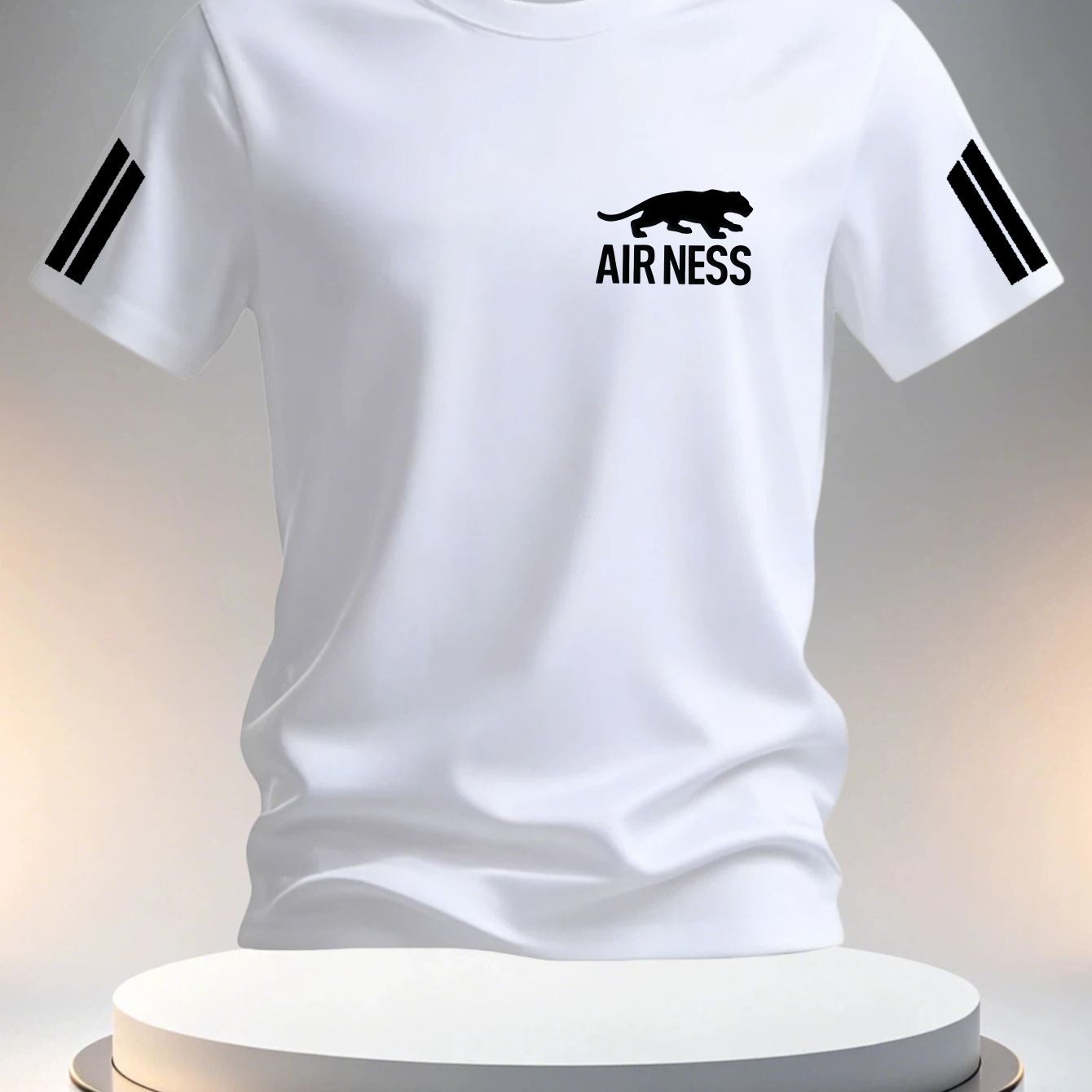 TEMU T-shirt d'été confortable à col rond pour hommes, motif Panther, design tendance et imprimé, mode