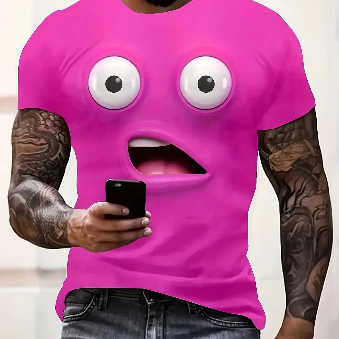 TEMU Fashion Men's T-shirt, Casual Summer Top, Comfortable And Stylish Crew Neck Short Sleeve, Suitable For Casual Attire