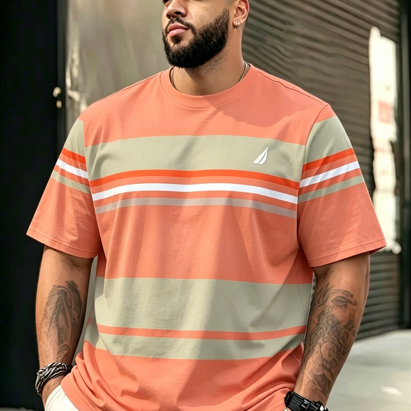 TEMU Plus-size Men's T-shirt, Men's Short-sleeve Undershirt, Crewneck Pullover Top, Versatile For Daily Wear, Stylish And Casual, Suitable For