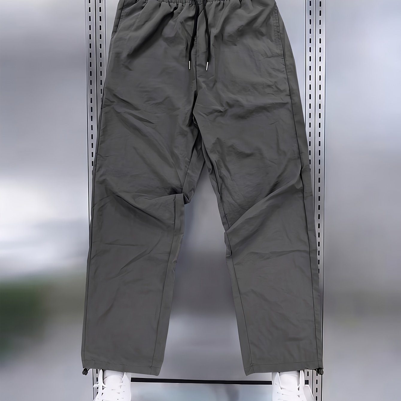 TEMU [items] 1pc Men's Trousers - Adjustable Drawstring Waist, Loose-fit, Non-stretchy Formal & Casual Pants For Everyday, Office, Parties - Machine