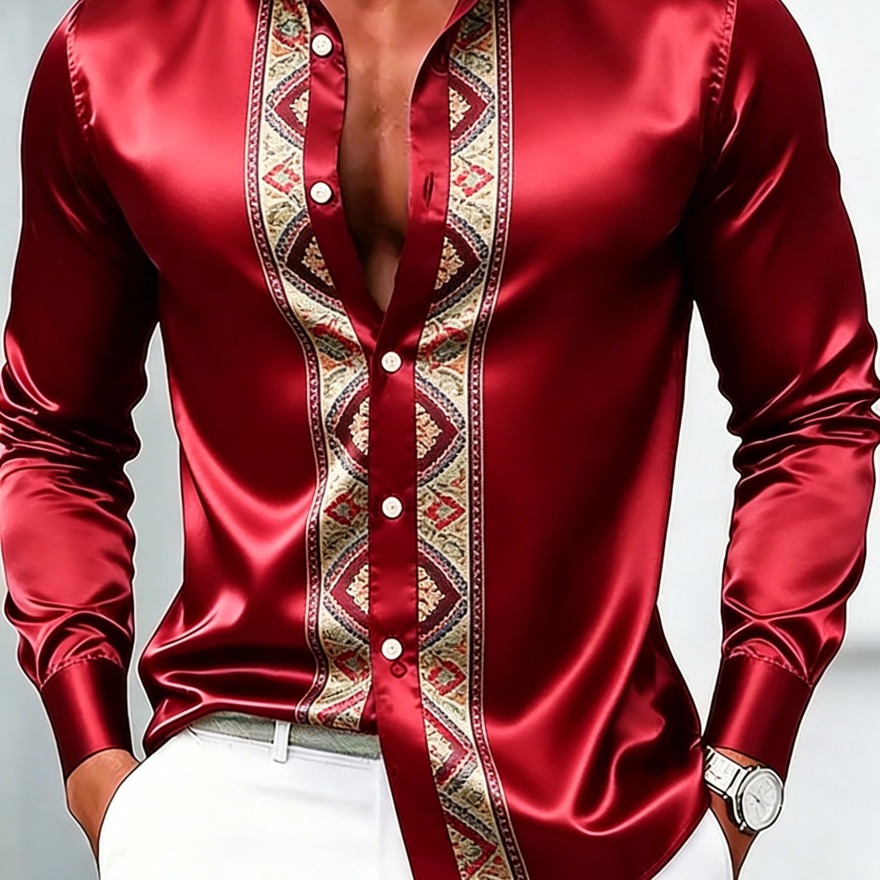 Men's Long Sleeve Shirt Slim All Body Types & More Slimming Suitable Date Nights, Daily Casual & Urban