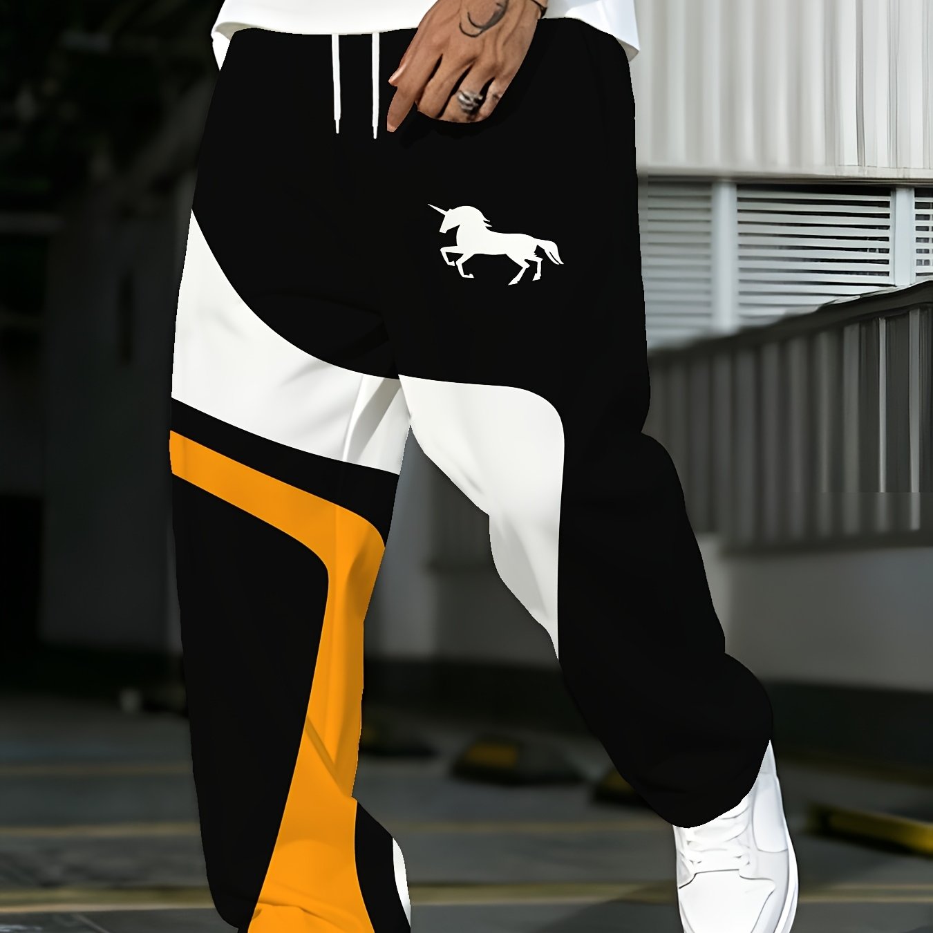 TEMU Men's Straight-leg Trousers - Loose-fit Casual Pants Suitable For Spring/autumn, Machine Washable Trousers With Straight Leg, Regular Length For