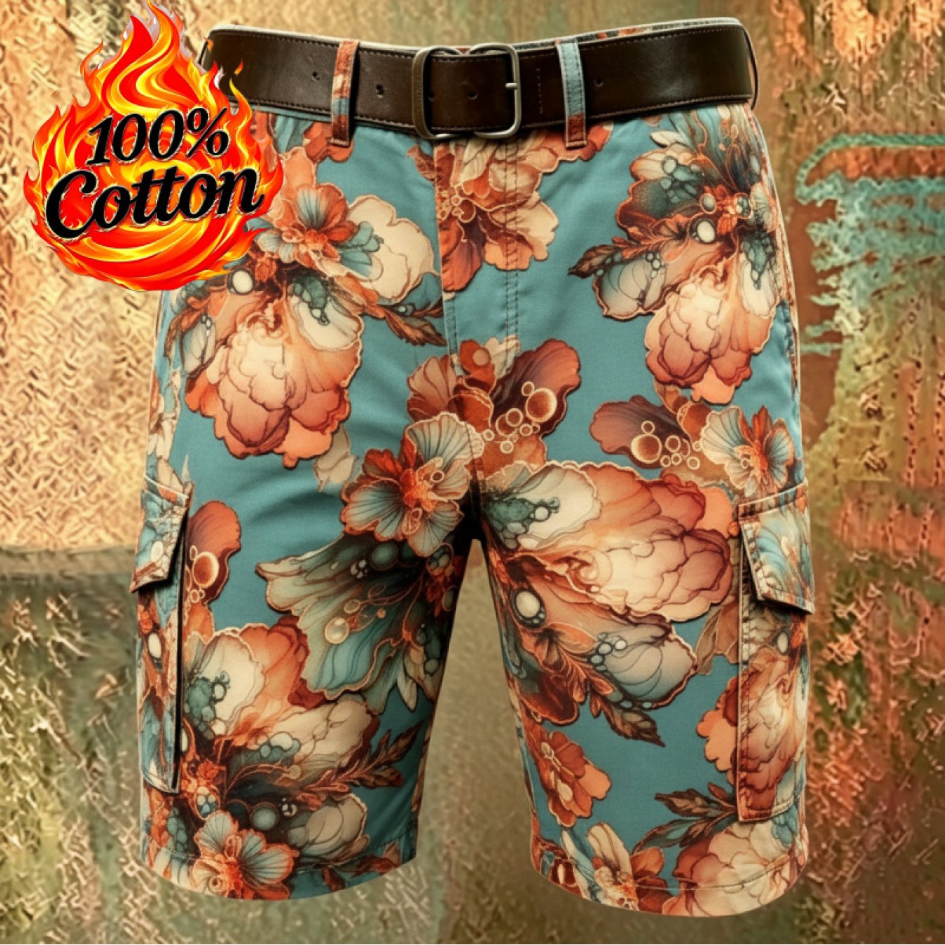 3d Printed Workwear-style Versatile Shorts (no Belt), Multi-pocket Style Y2k Style Summer Retro Men's Shorts