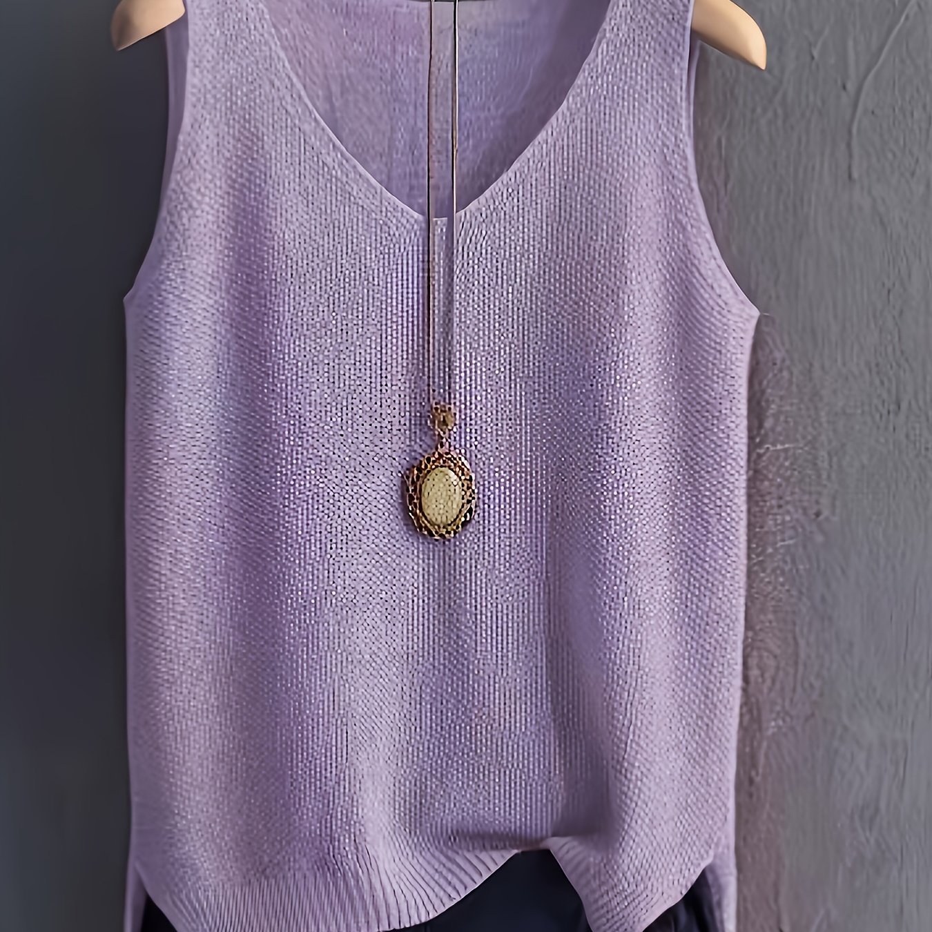 TEMU Solid Color V Neck Vest, Casual Sleeveless Split Tank Top For , Women's Clothing