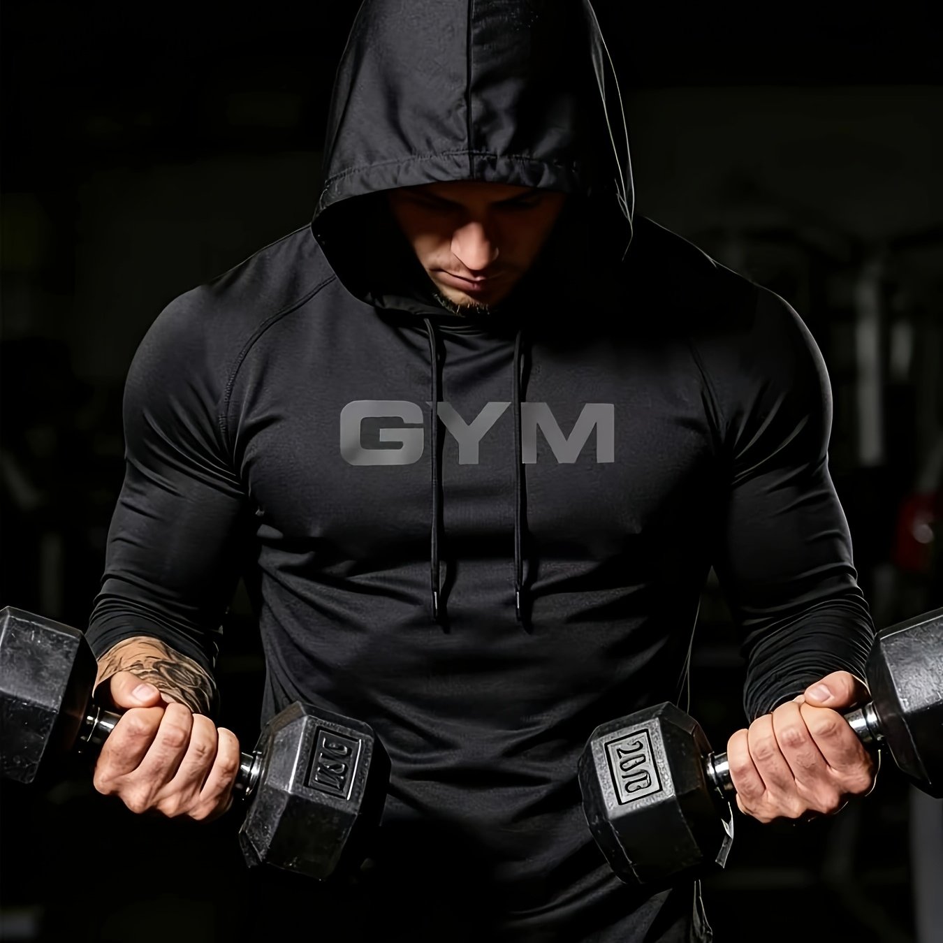 TEMU Long Sleeve T-shirt, Men's T-shirt, Hooded Design, Practical Drawstring, -friendly Quick-dry Fabric, Suitable For Fitness, Sports, Running,
