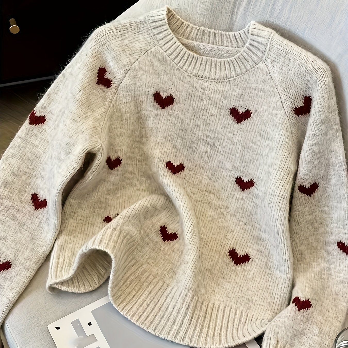 Autumn And Women's Sweater With Heart Pattern
