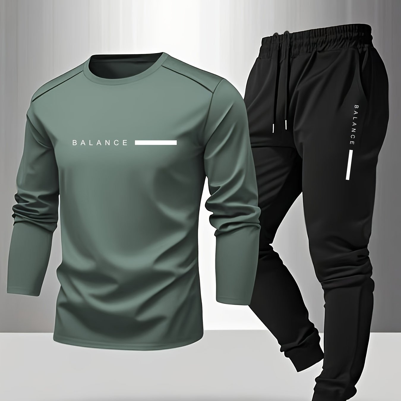 Image of Men's Loungewear Set With Letter Print T-shirt And Long Pants, Casual Outfit With Fashionable Logo, Suitable As A Gift