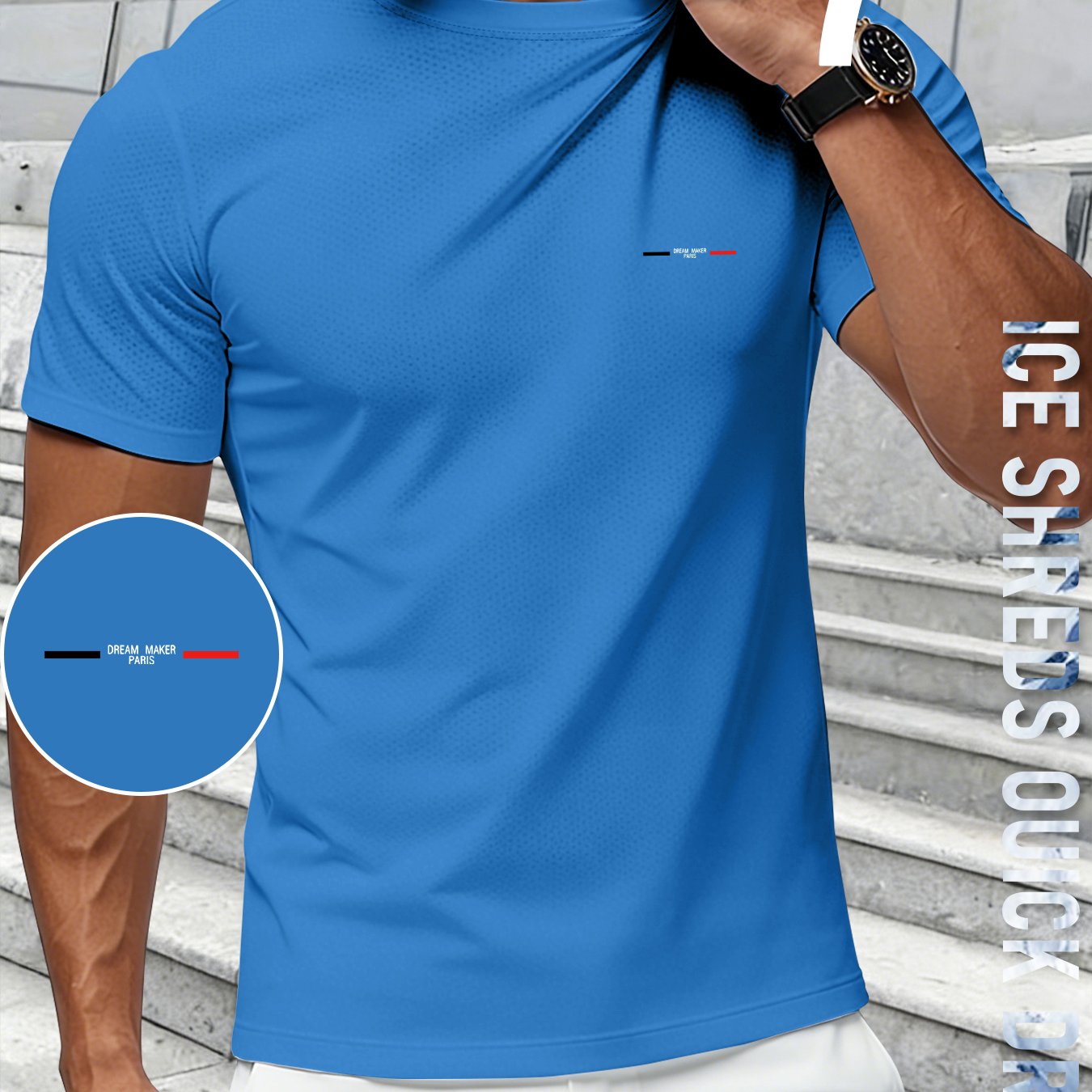 TEMU Men's Athletic Short Sleeve, , Lightweight Breathable Quick-dry Round Neck T-shirt, Suitable For Running And Gym Workouts, Performance Top With