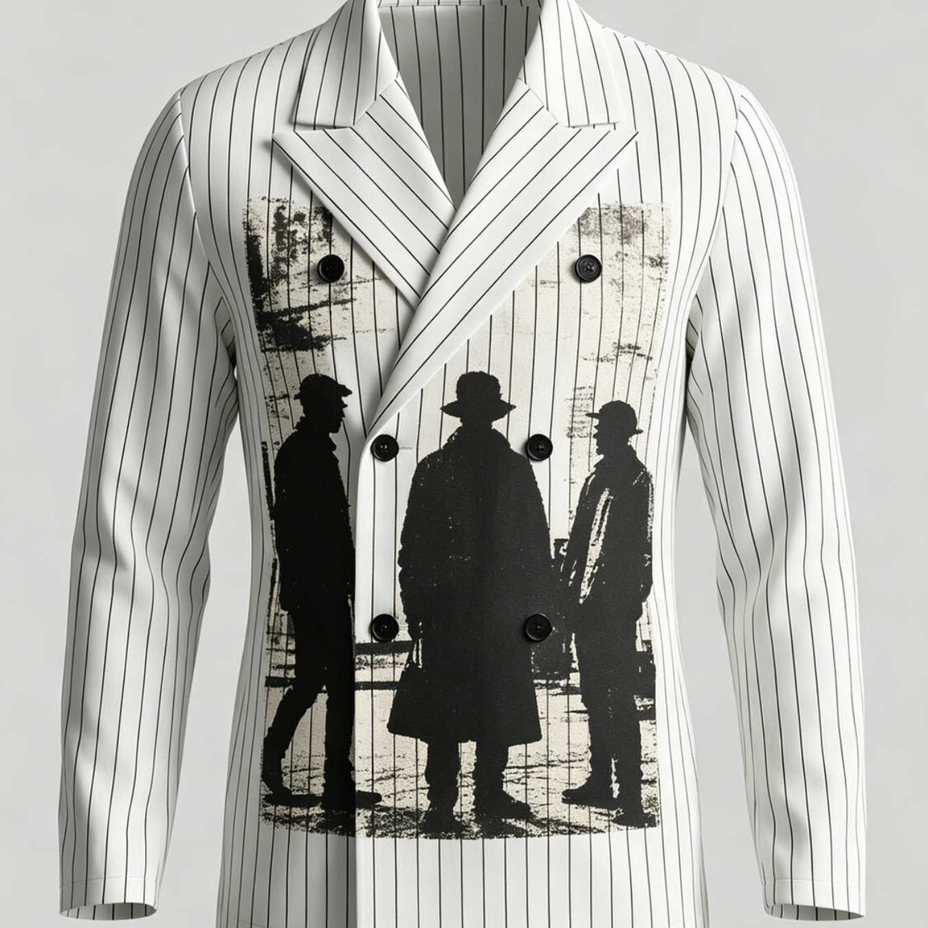 Men's Casual Light Business Double-breasted Suit Jacket With Patterned Print