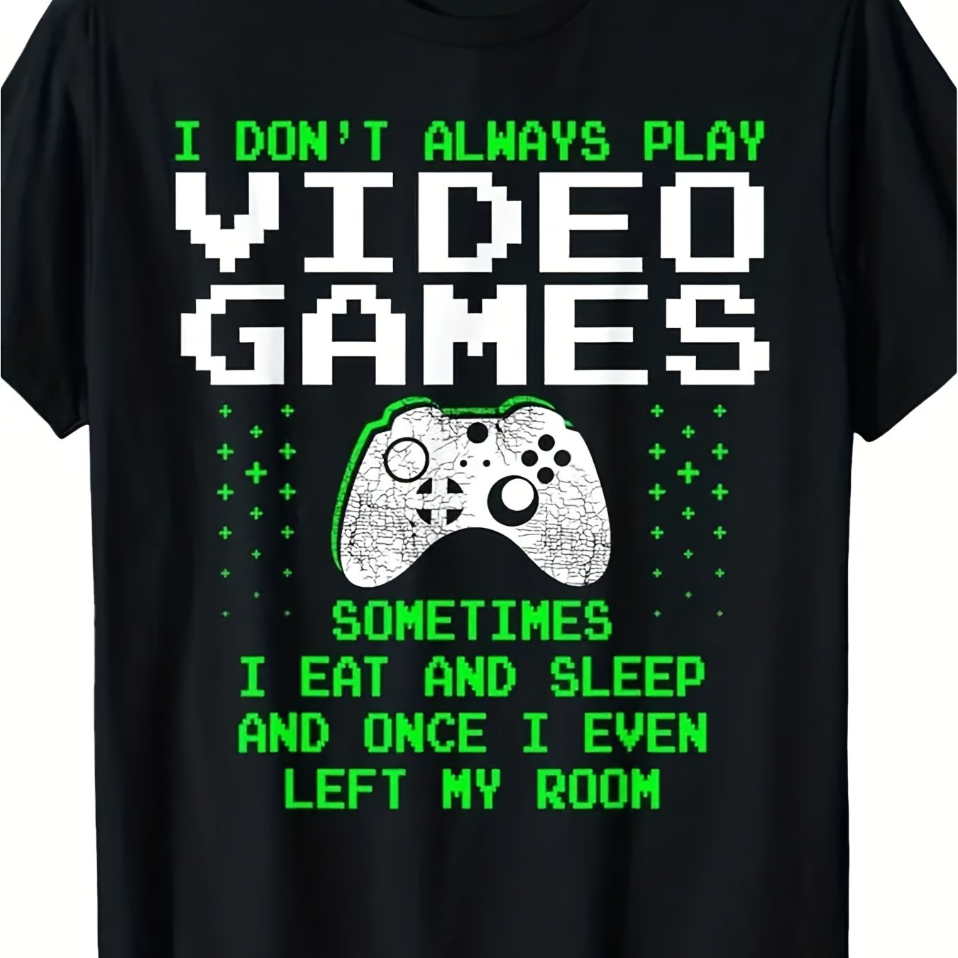TEMU Men's & Unisex Big & Tall Retro Gaming T-shirt - Funny "'t Play Video Games" Slogan & Pc/ Graphics, Breathable Retro Tee Suitable For Gamers,