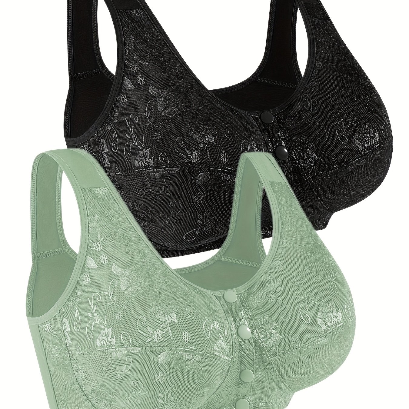 2-pack Middle-aged And Elderly Wireless Front-closure Lace Camisole Bra Thin Underwire Bra For Moms, No Padding, Camisole Lace Bra, Thin Bra, Lingerie, Thin Comfortable Bra, Lightweight No Padding Bra