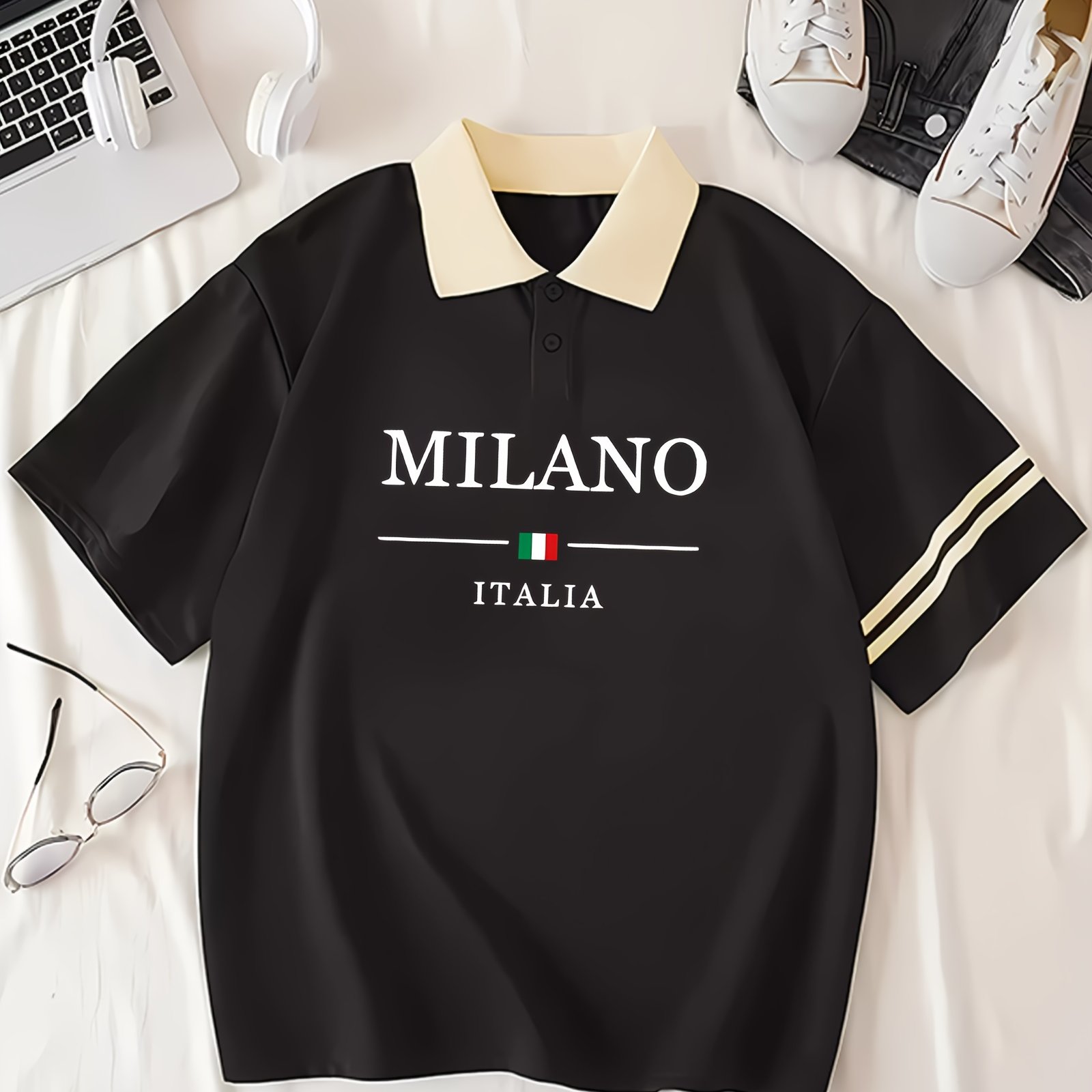 Image of Christmas, Italy, Y2k Christmas, Women's Collared Casual T-shirt, Casual Fashion, Women's Summer-autumn Casual Sportswear