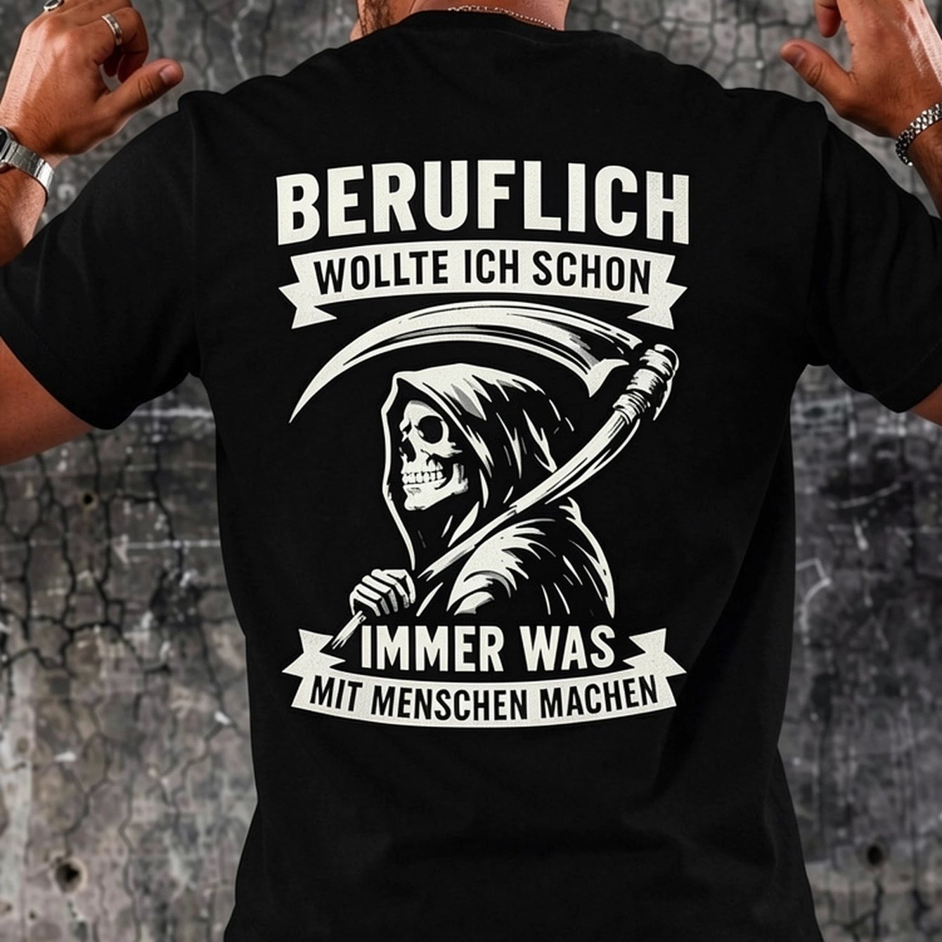 Wanted To Reaper Humor Gothic Retr Mens T Shirt