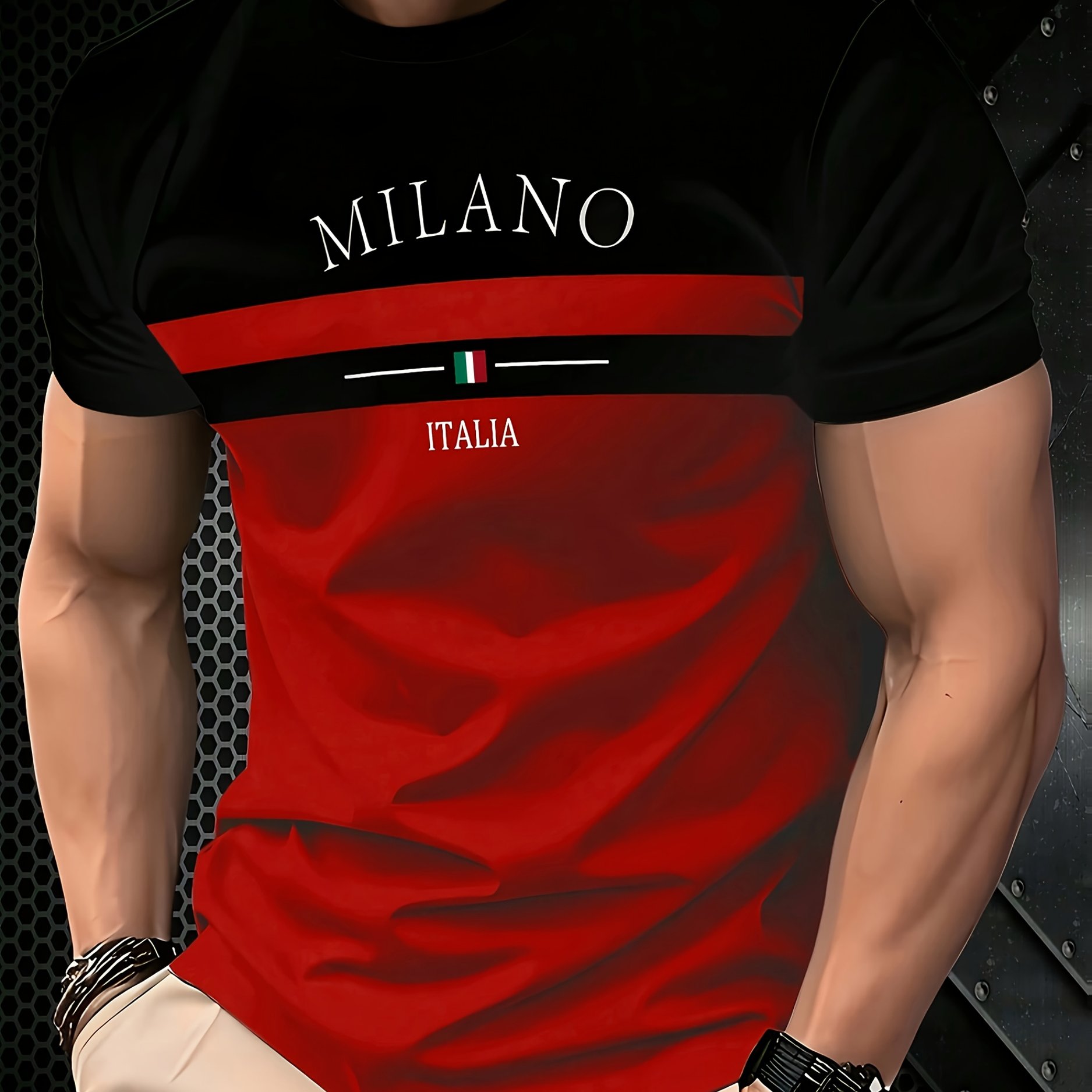 TEMU T-shirt à manches courtes patchwork style tendance - Design , T-shirt à col rond avec imprimé "", mettant en valeur , T-shirt d'été pour homme