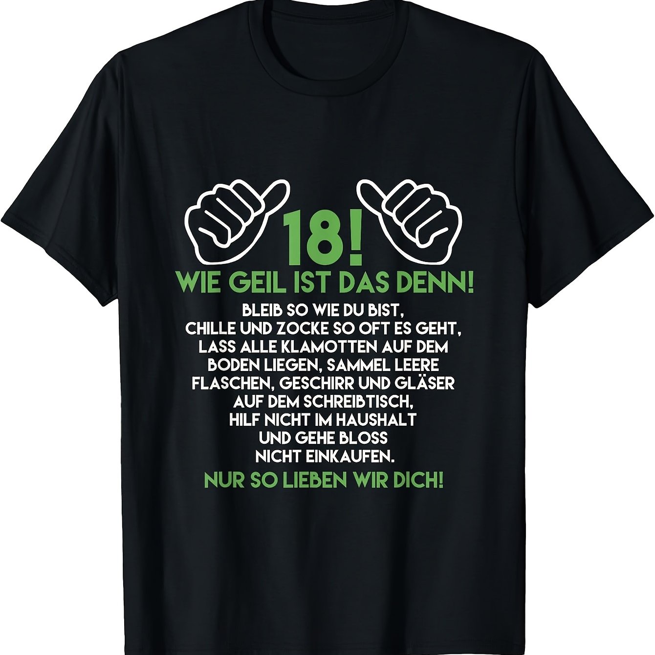 Image of 18th Birthday Wie Ist Das Denn Men's T Shirt Short Sleeves Round Neck Black
