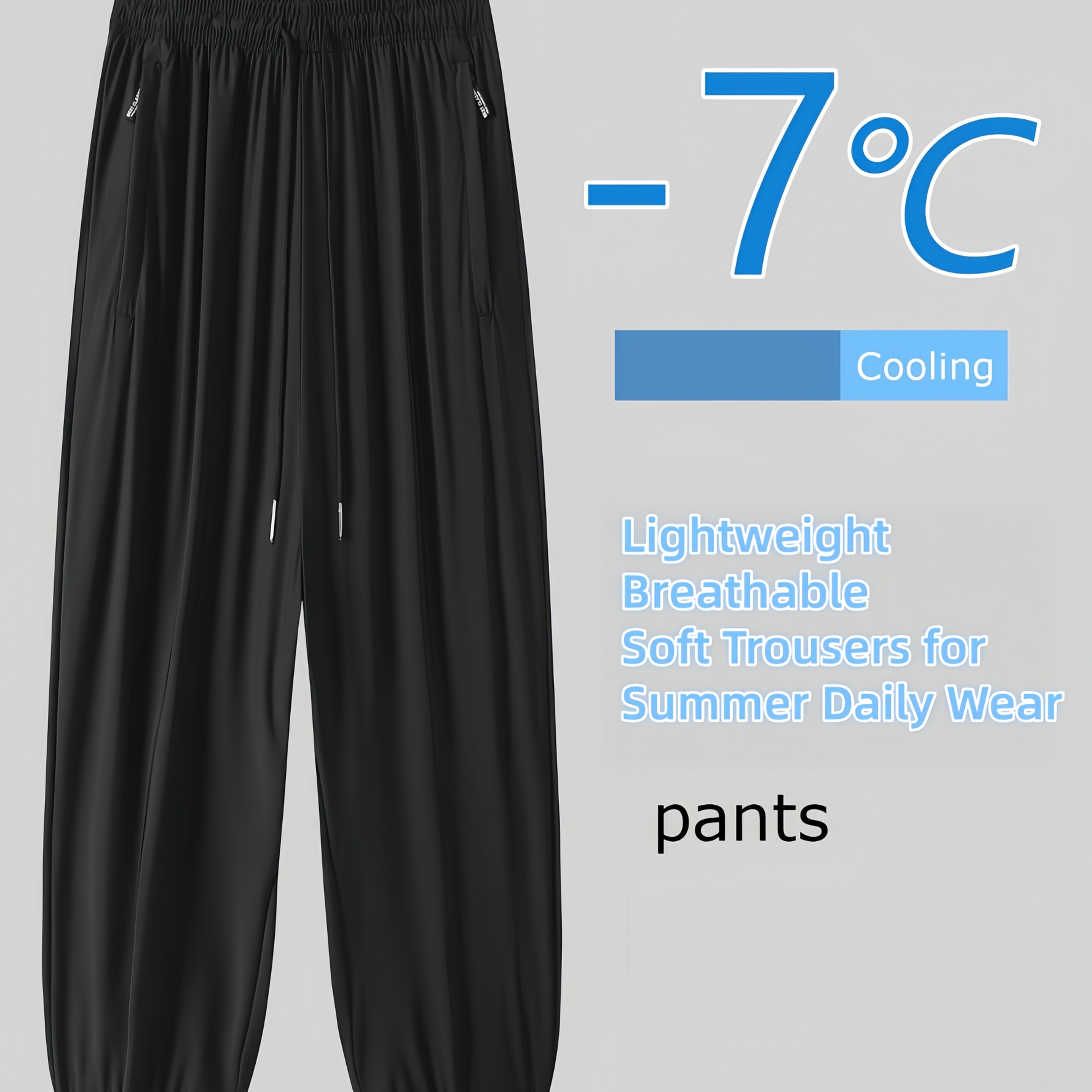 TEMU [ Obm] Tapered Hidden Zipper Quick-dry Men's Long Pants, High-stretch Outdoor Athletic Trousers With Drawstring Elastic Men's Pants, , Straight
