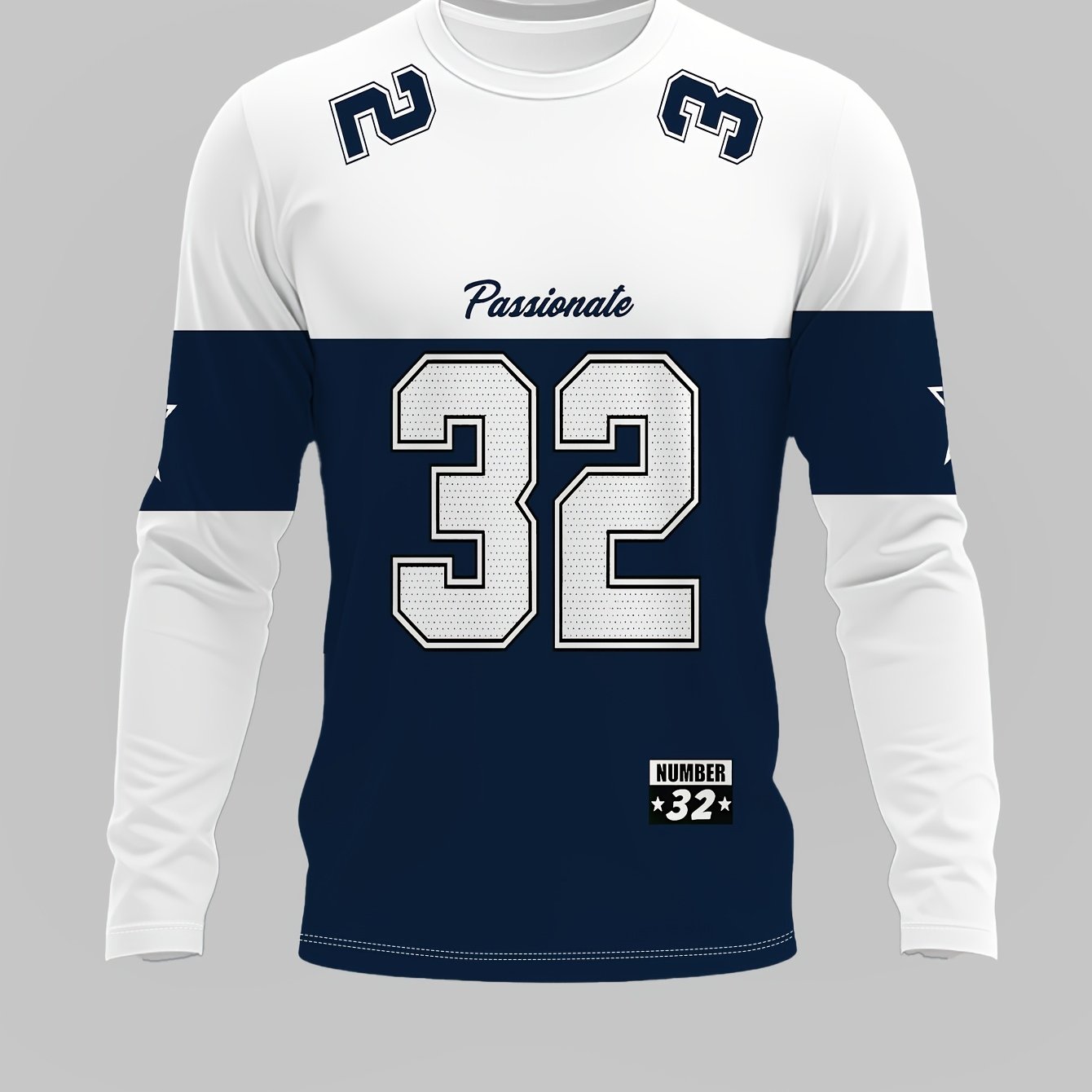 TEMU Number 32 Letter Long-sleeve T-shirt, American Sporty Style Casual Top