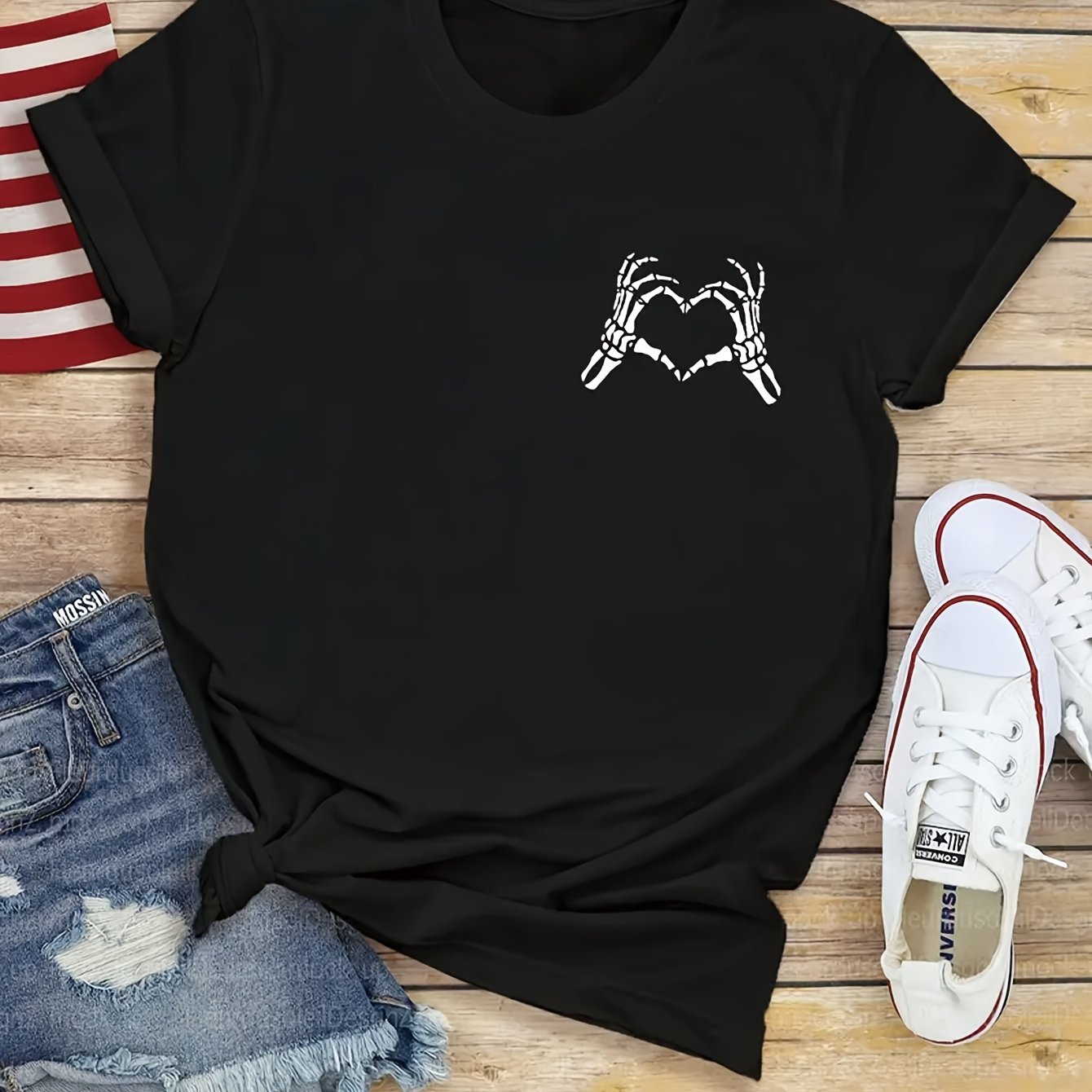 E-shop Damen Gothic Casual Kurzarm T-Shirt - Halbtransparente Rundhalsbluse aus dehnbarem -Mix, maschinenwaschbares Oberteil für Frühling/Sommer,