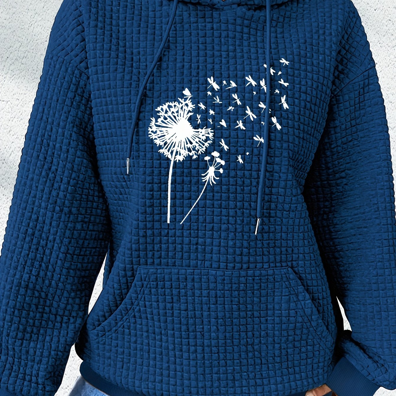 TEMU Valentine's Day 2026 New Summer Promotion Fashionable An Womenswear Autumn And Winter Casual Printed Sweater Drawstring Hooded Waffle Hoodie