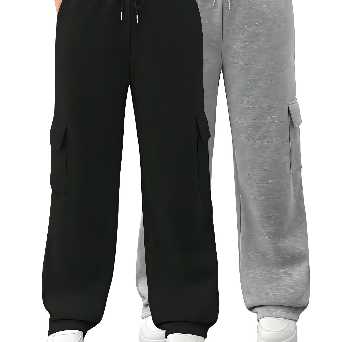 Image of L0044a00 European And American Women's Clothing Sweatshirt Fabric Solid Pocket Drawstring Sports Overalls 2pcs Set