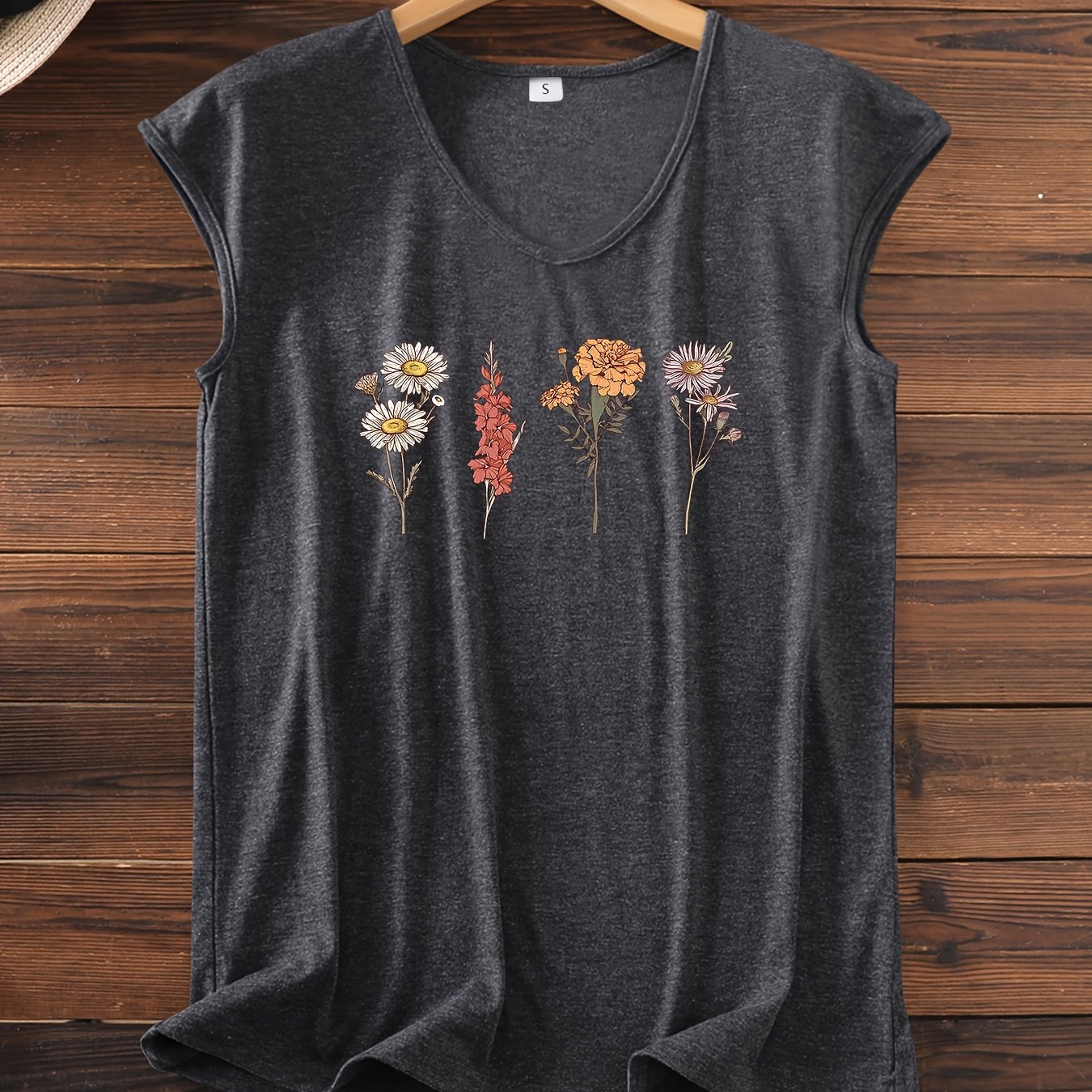 TEMU T-shirt grande taille à imprimé de lettres, haut décontracté à manches courtes et col en V pour l'été et , vêtements grande taille pour femmes