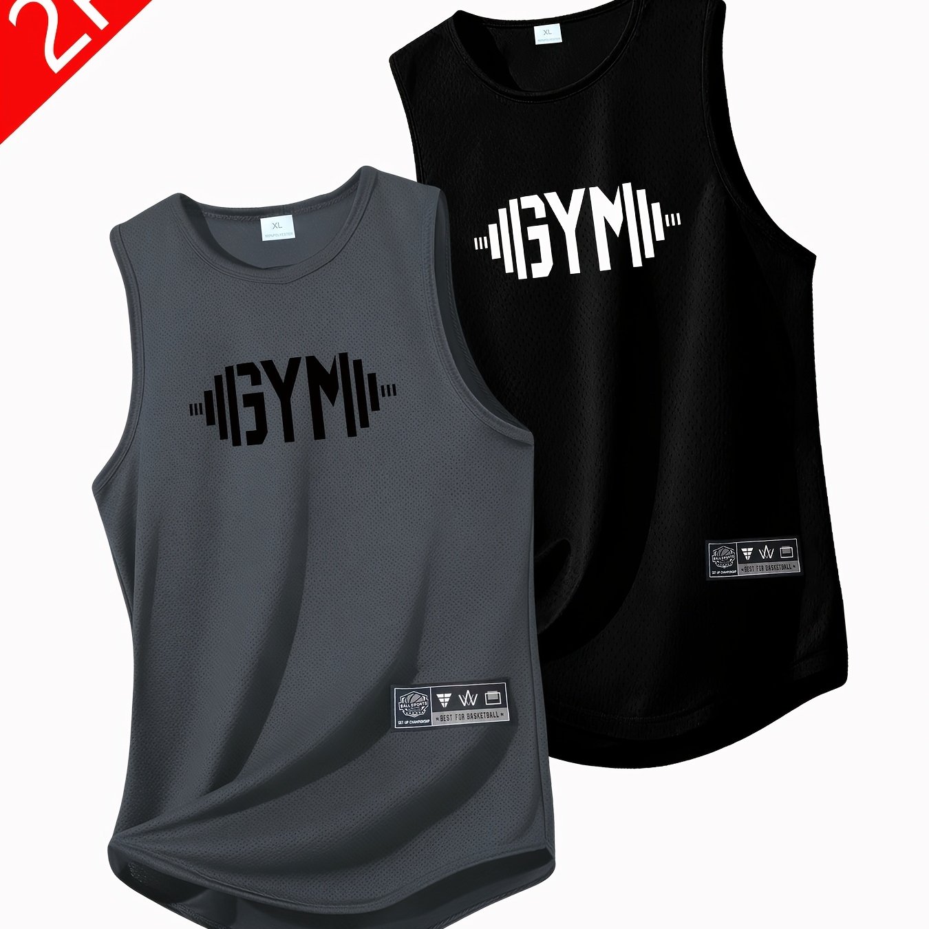 TEMU 2pcs Gym Workout Pc Men's Quick-dry Sleeveless Sports Vests - Lightweight Breathable Moisture-wicking Shirt Suitable For Gym, Running, Training,