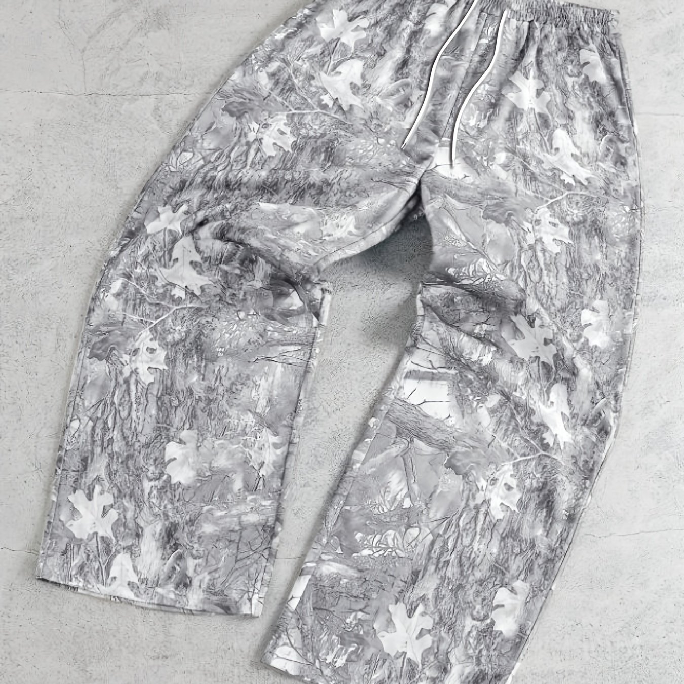 E-shop Herren Freizeithosen mit Schneeflocken-Print - Hellgraue Winterhose mit elastischem Bund & Kordelzug, maschinenwaschbarer Stoff für und