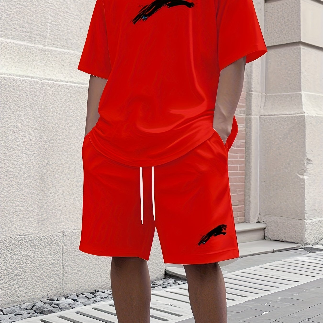 TEMU Xianglongfei Men's Sports T-shirt Set, Plus Size