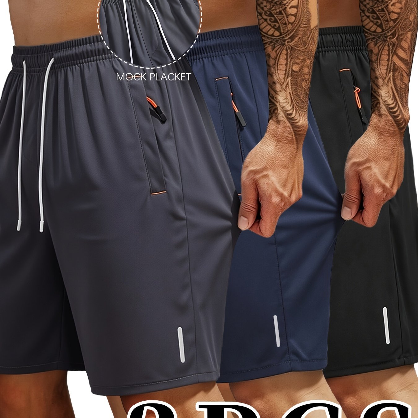 3pcs - Fashionable Shorts, Summer Versatile Combination Shorts Set, Elastic Waist Drawstring Invisible Zipper , Light And Breathable Cool