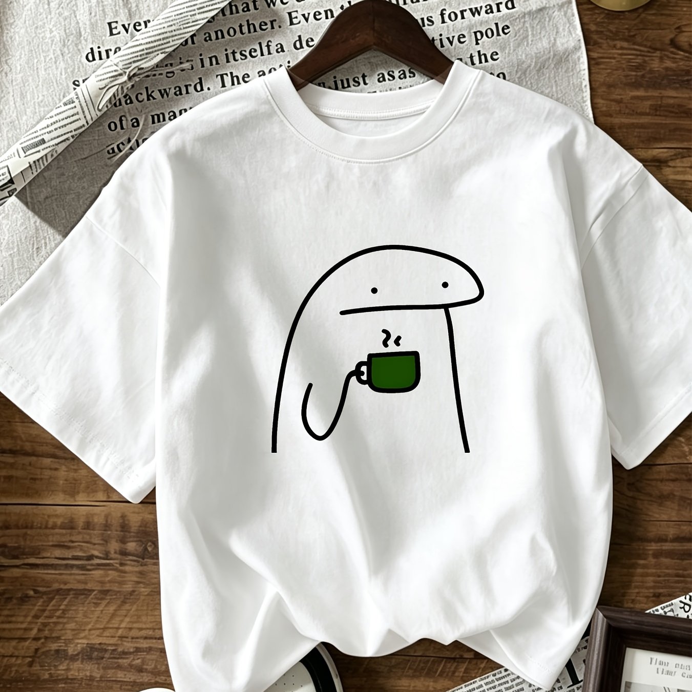 Image of Summer New Women' Lover Cartoon Graphic Tee - Casual Short Sleeve Crew Neck T-shirt, Loose Fit Cozy Vibes Everyday Top
