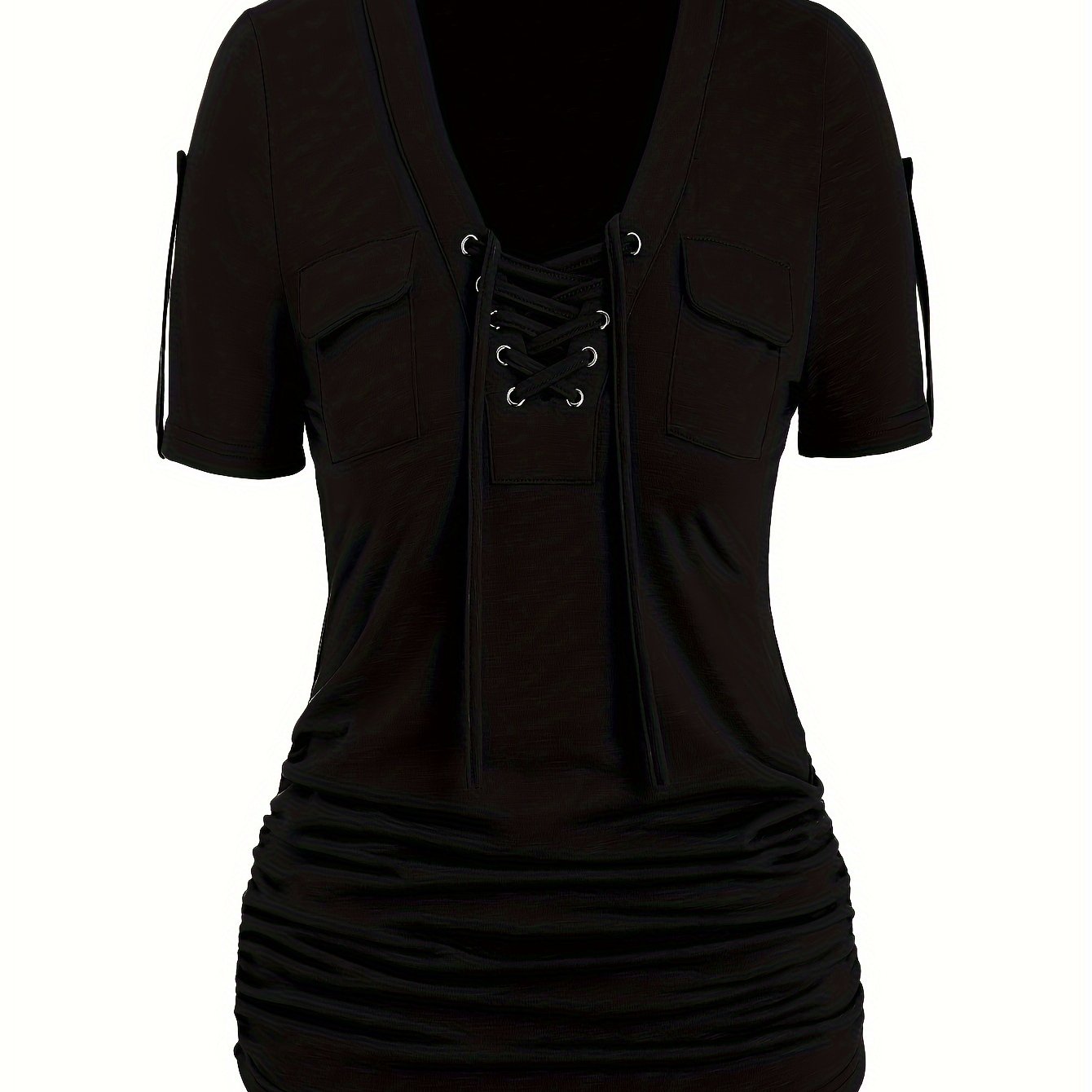 Front Middle Eyelet Strappy T-shirt