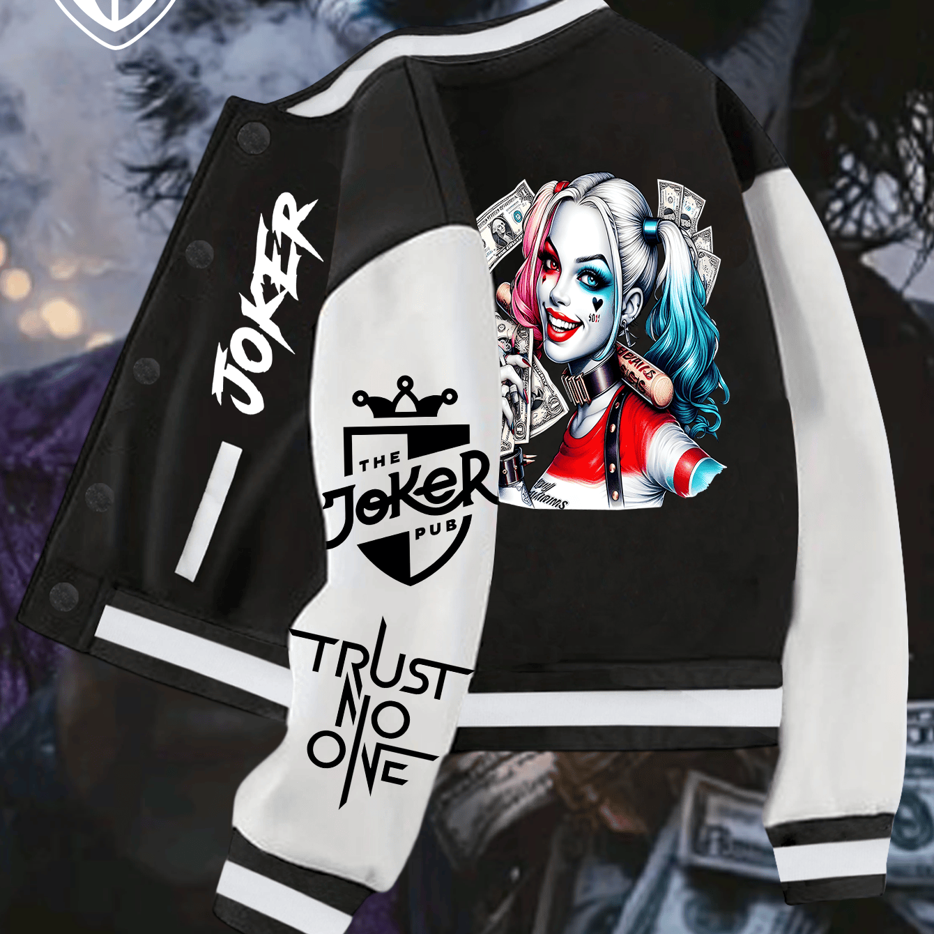 TEMU Autumn And Winter Trendy Men's Jackets, A Collaboration Jacket 'joker', A Wealth-themed Print Jacket, Stylish Lightweight Baseball Jackets For