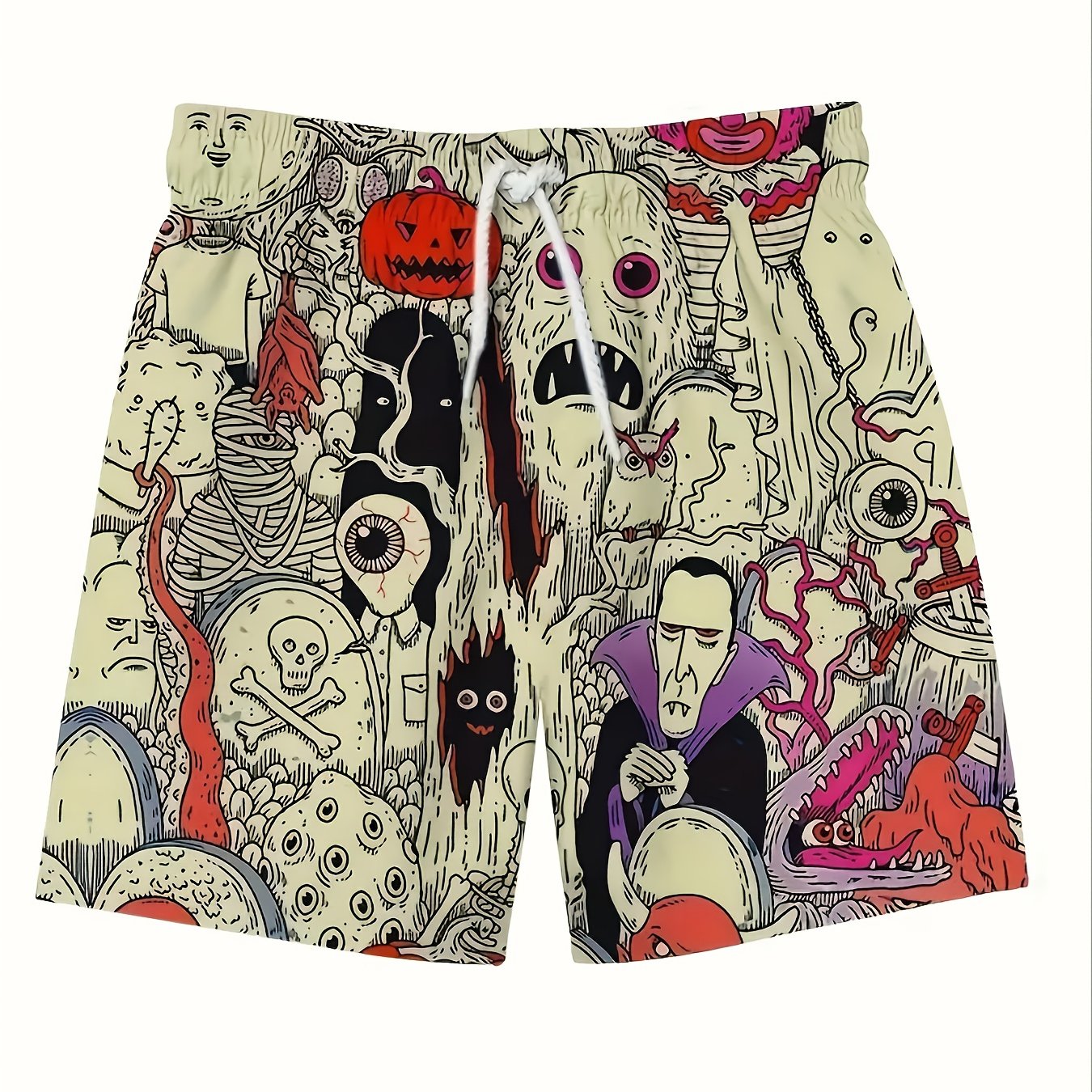 TEMU Pantalones Cortos de Playa Hawaianos para Hombre de Secado Rápido con Estampados de Personajes de Dibujos Animados Vibrantes - Bañadores Ligeros